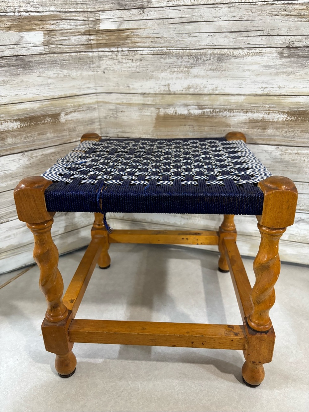 Small vintage woven stool